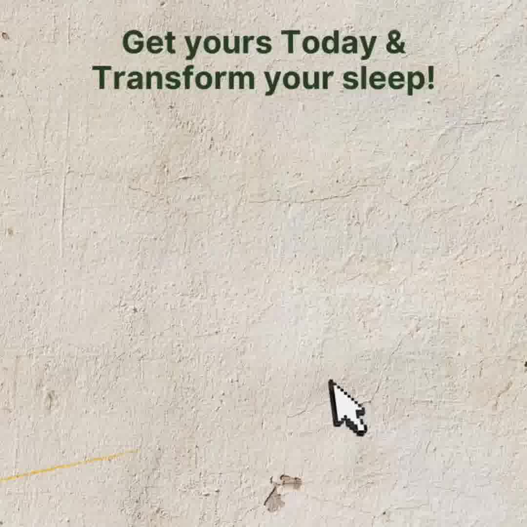 The creative features a textured, off-white background resembling a wall. Large, dark green text is centered at the top, reading "Get yours Today & Transform your sleep!". In the bottom right corner, a pixelated computer mouse cursor points towards the text. The overall impression is a simple, text-based advertisement with a clear call to action.