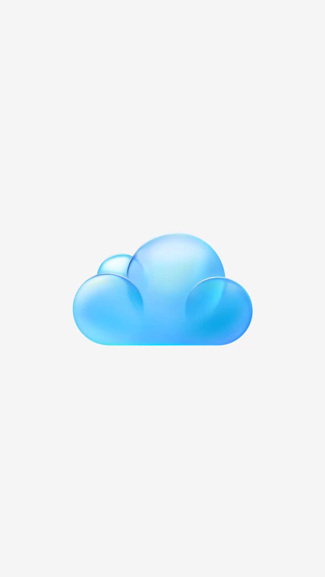 A 3D illustration of a blue cloud with soft, rounded edges and a glossy finish. The cloud is composed of several interconnected spheres, giving it a volumetric appearance. The background is a plain, light gray color. The text overlay explains that users can get more storage for their memories and share up to 2TB of storage with up to 5 family members in one iCloud+ plan.